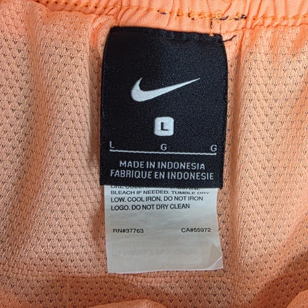 Nike Swim Trunks Mens Large Blue Orange Striped Abstract Board Shorts Dri Fit